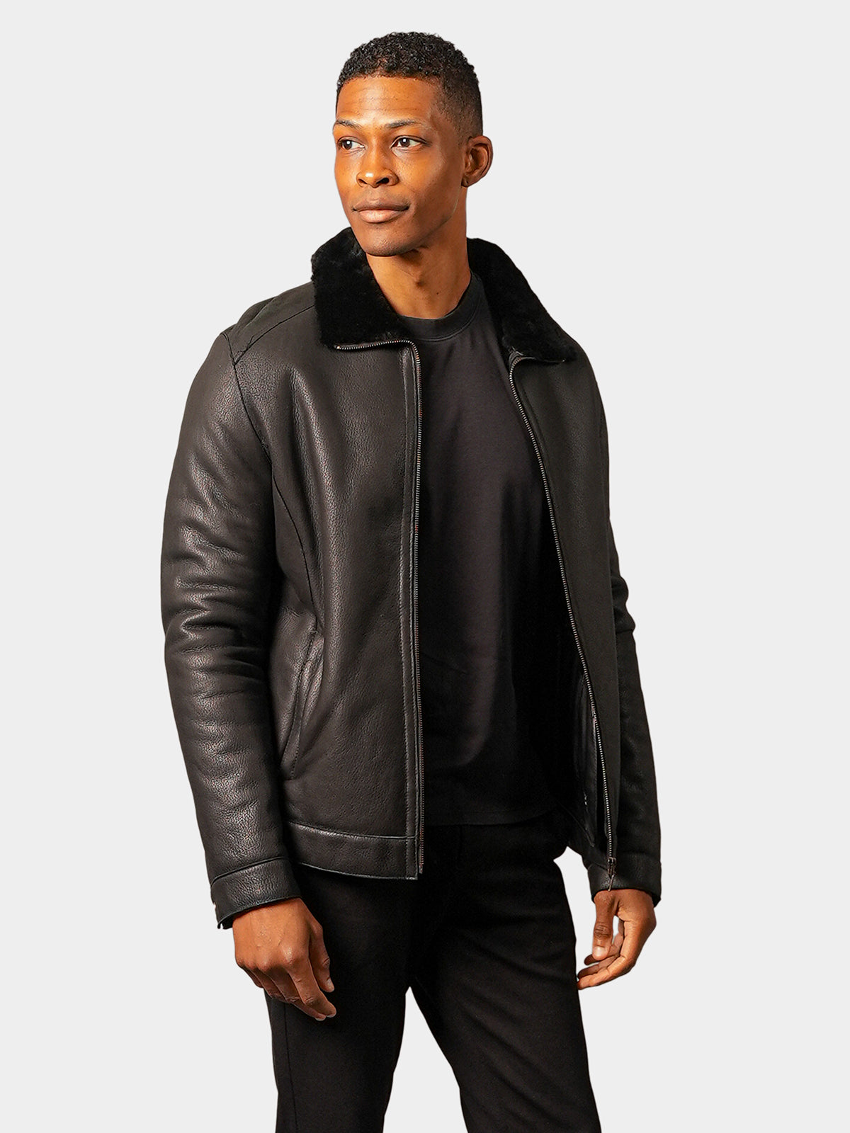 Man's Black Shearling Lamb Jacket