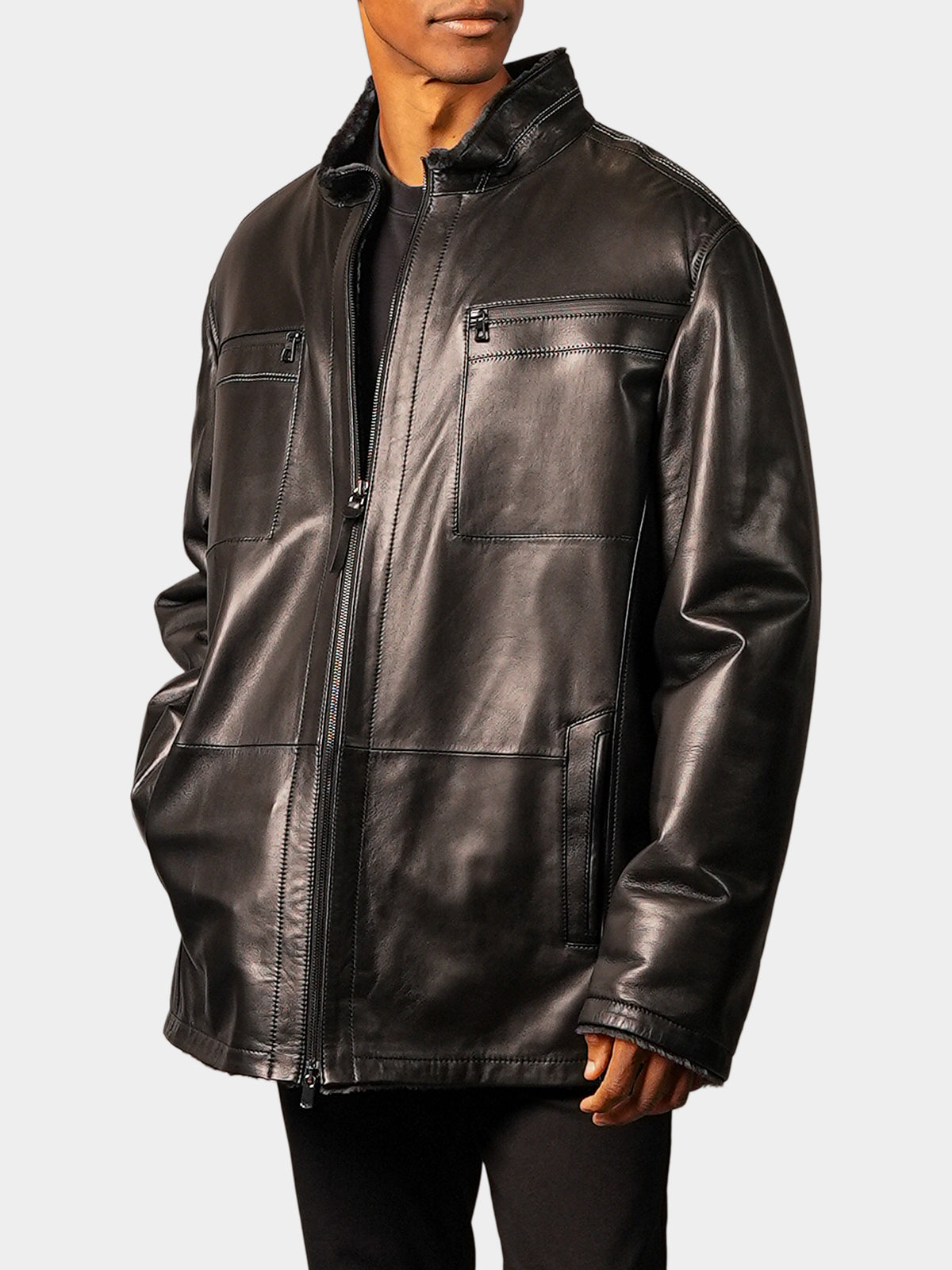 Man's Leather with Lined Shearling Lamb