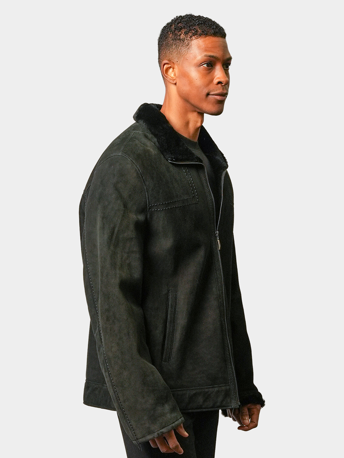 Man's Black Shearling Lamb Jacket