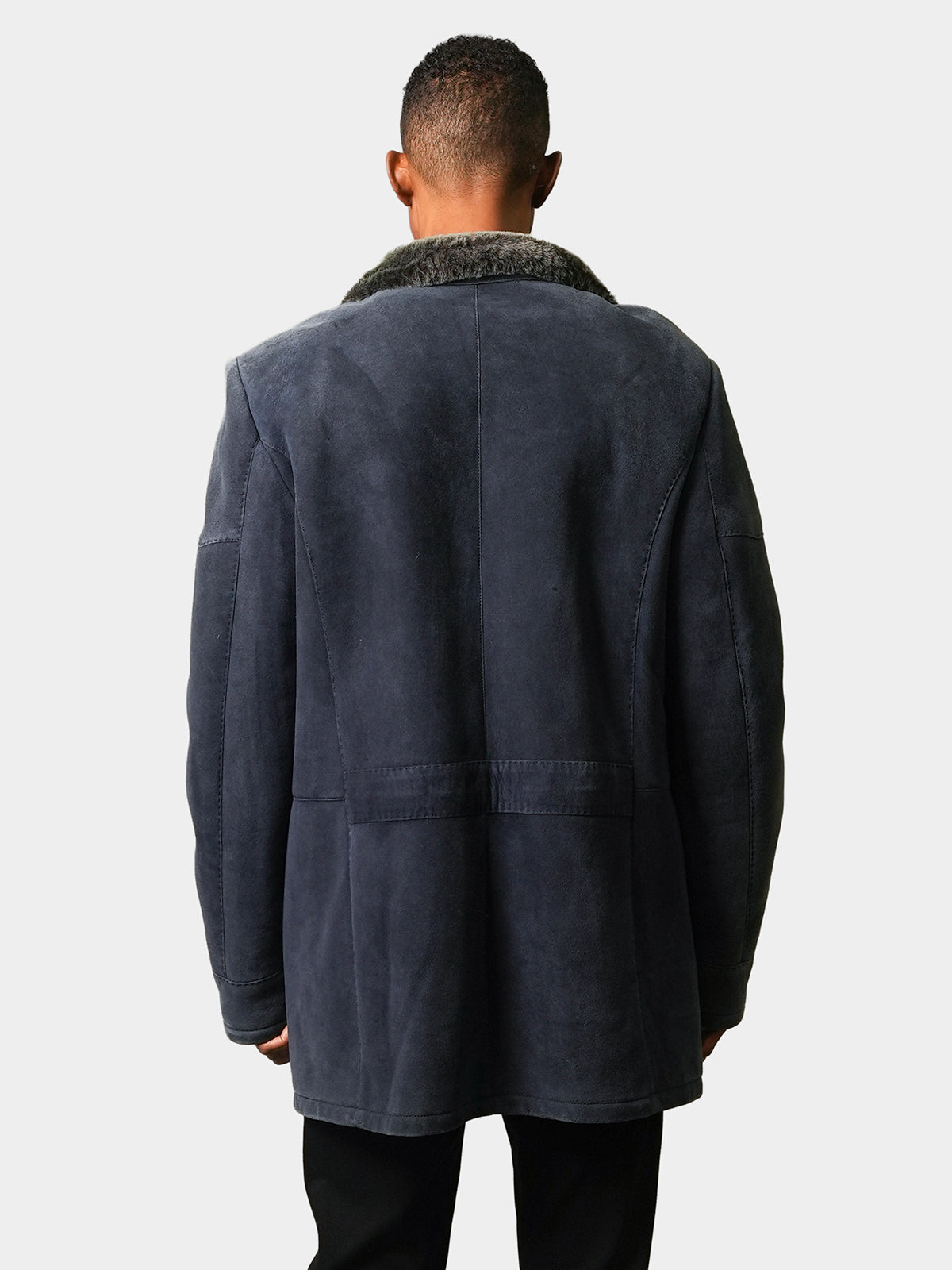 Man's Navy Shearling Lamb Jacket