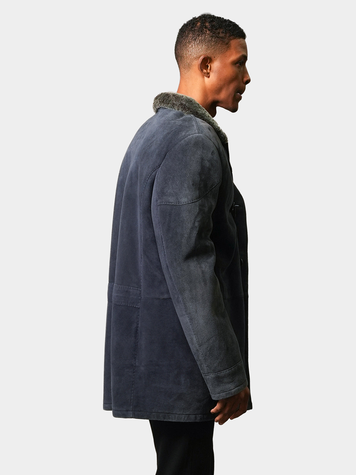 Man's Navy Shearling Lamb Jacket