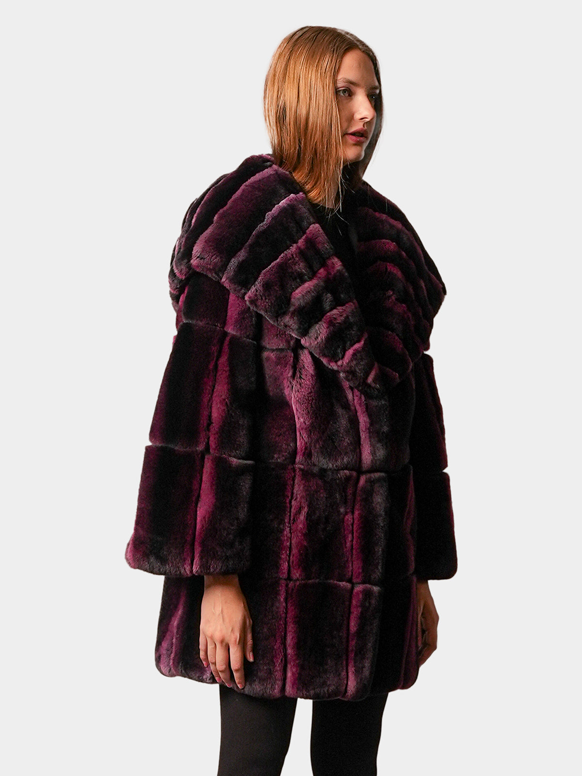 Women's Burgundy Rex Rabbit Stroller
