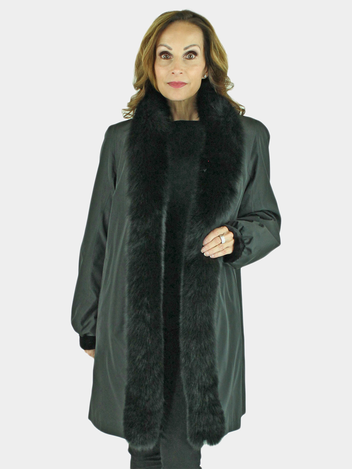Woman's Black Sheared Mink Fur Stroller