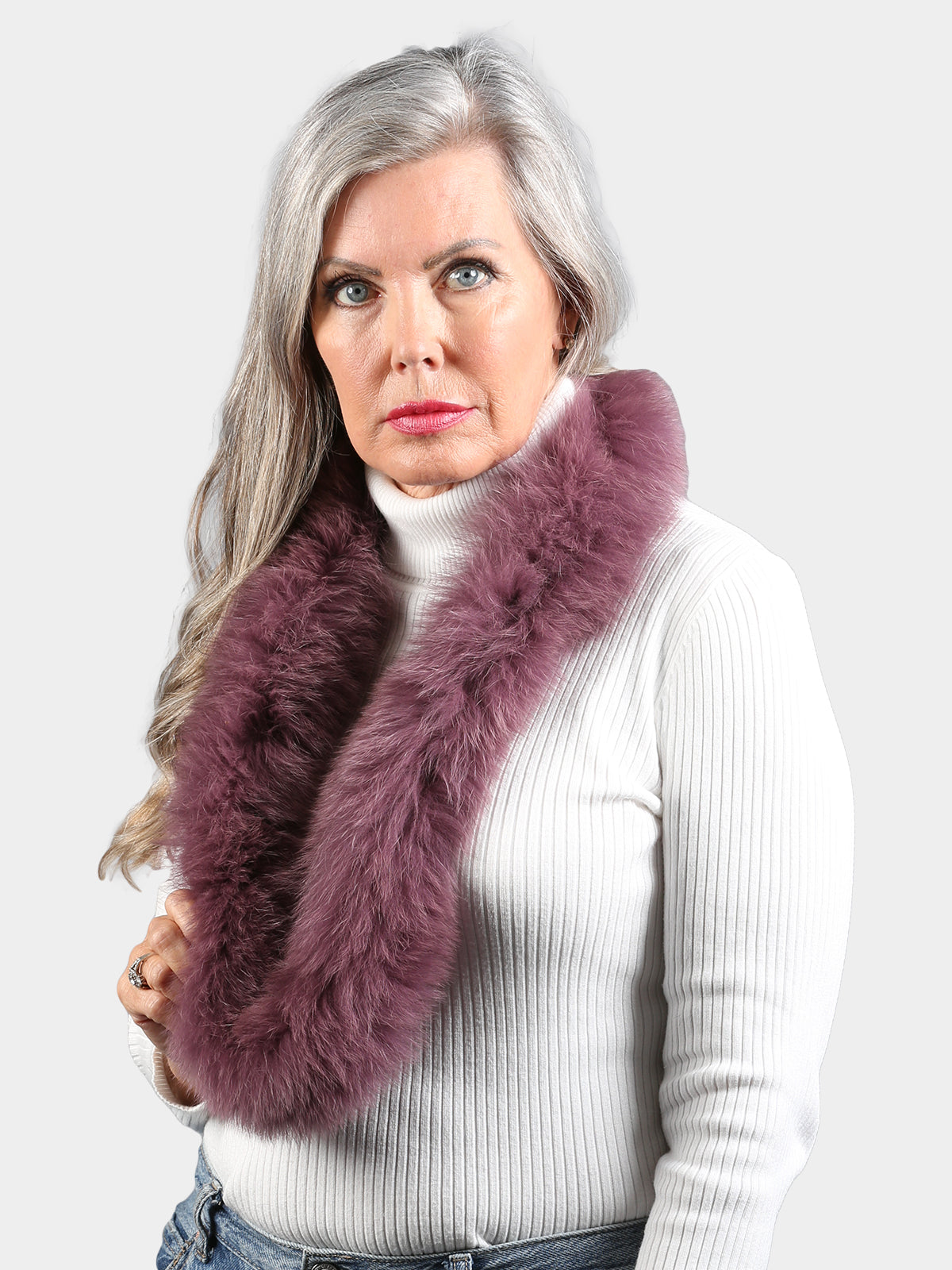 Women's Purple Fox Infinity Fur Scarf
