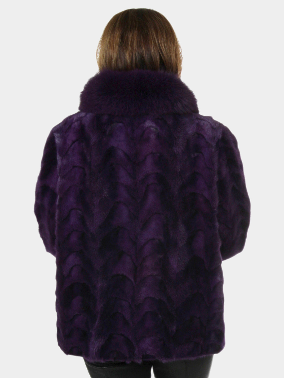 Woman's New Purple Sectioned Mink Fur Jacket