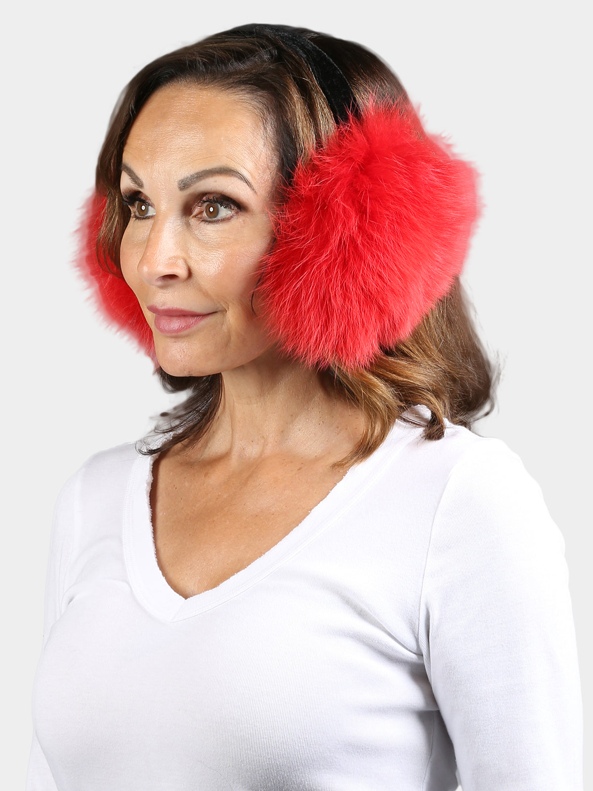 MCM Red Fur Studded Earmuffs Dyed Red Fox Fur Earmuffs – GK Furs main image 2