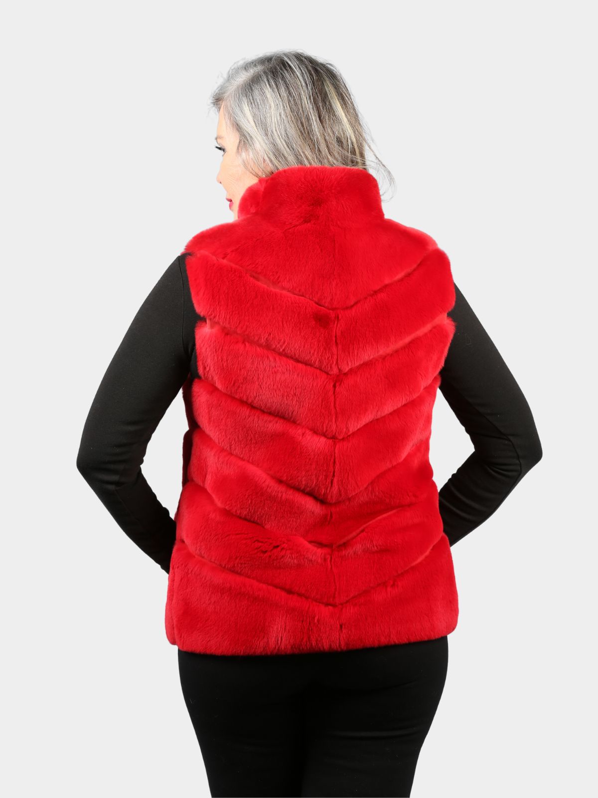 Women's Red Rex Rabbit Fur Vest