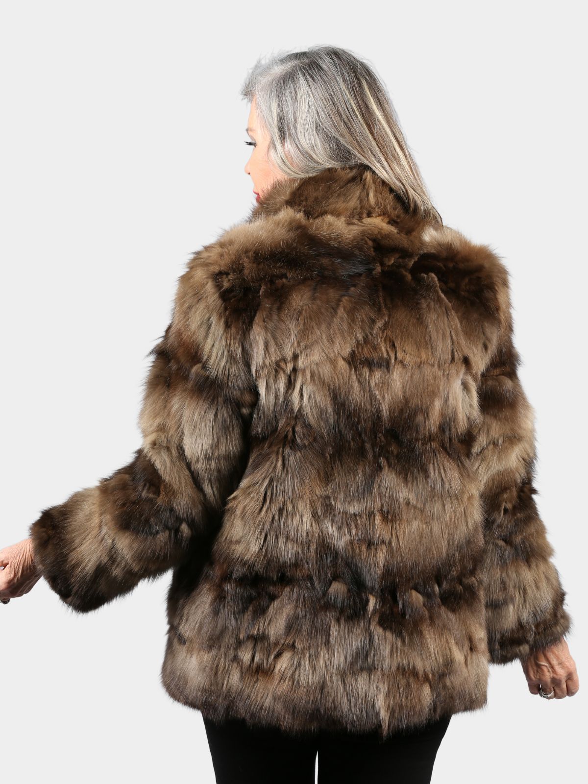 Women's Natural Sable Section Fur Stroller (Reversible)