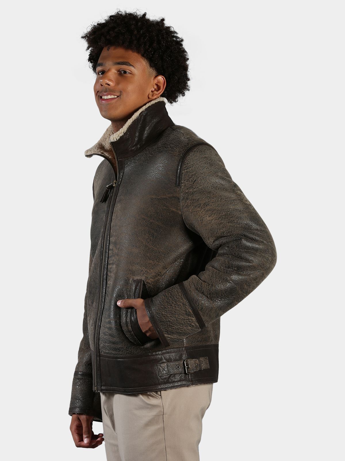 Man's Vintage Sand Shearling Jacket