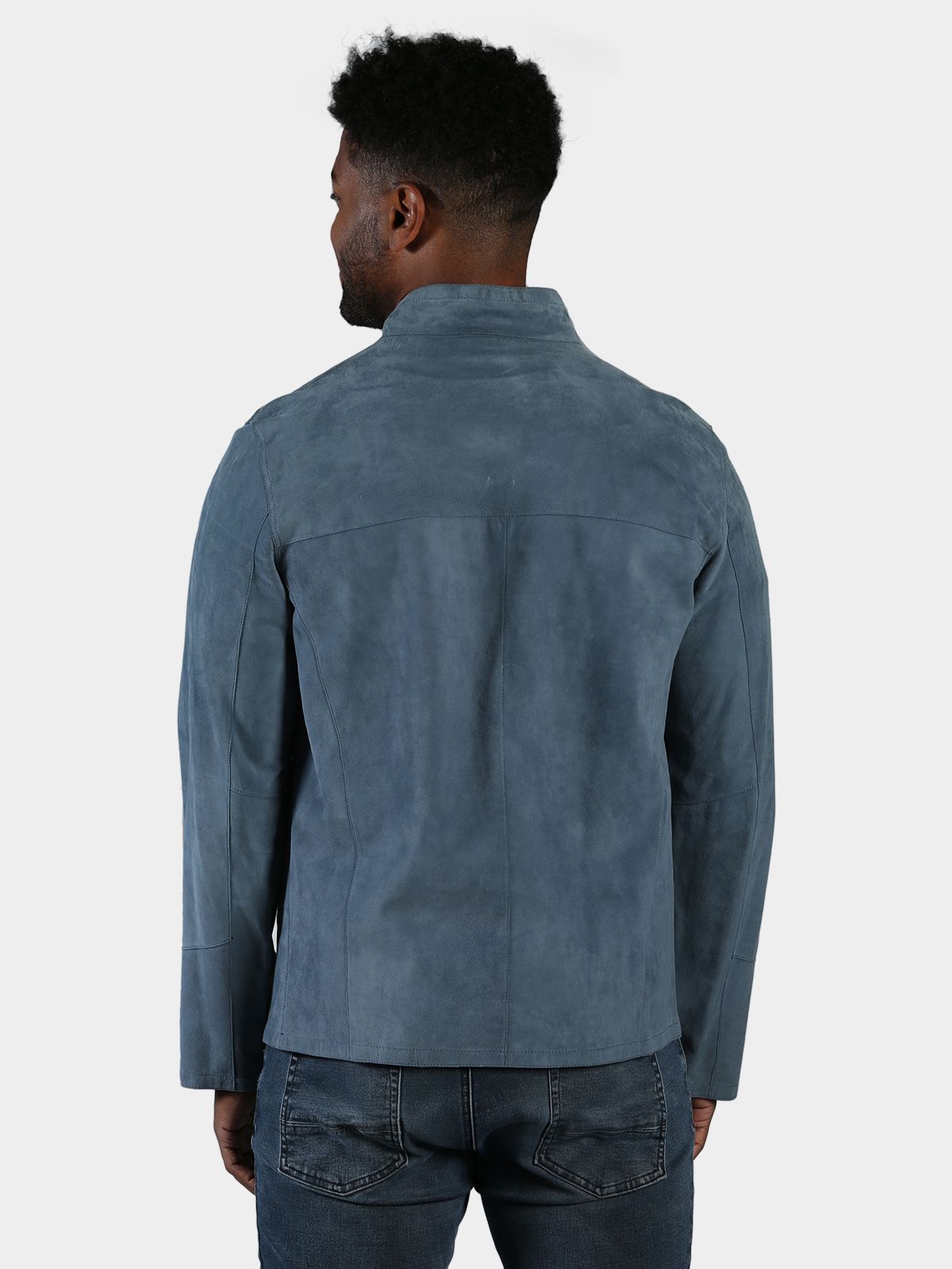 Man's Blue Suede Jacket Reversible to Navy Leather