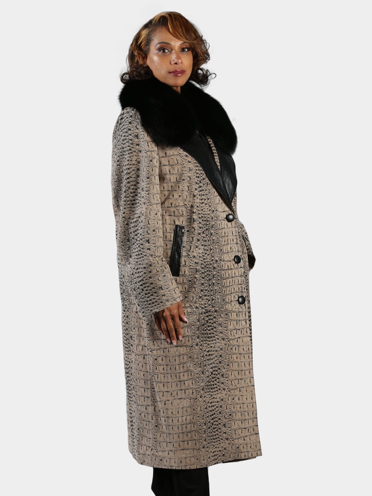 Woman's Powder Croco Leather Coat