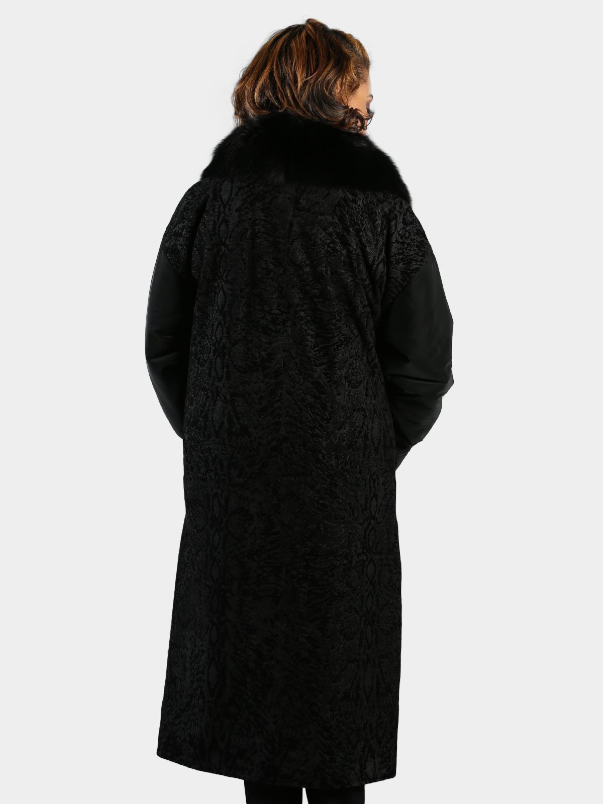 Woman's Black Coral Leather Coat