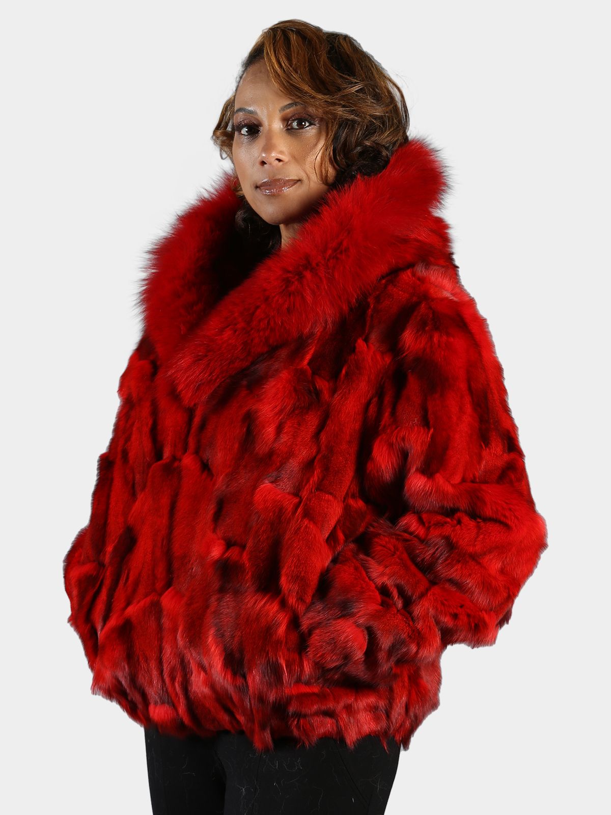 Hood Red Fur Coats For Womens Faux Shearling Hood Puffer Jacket
