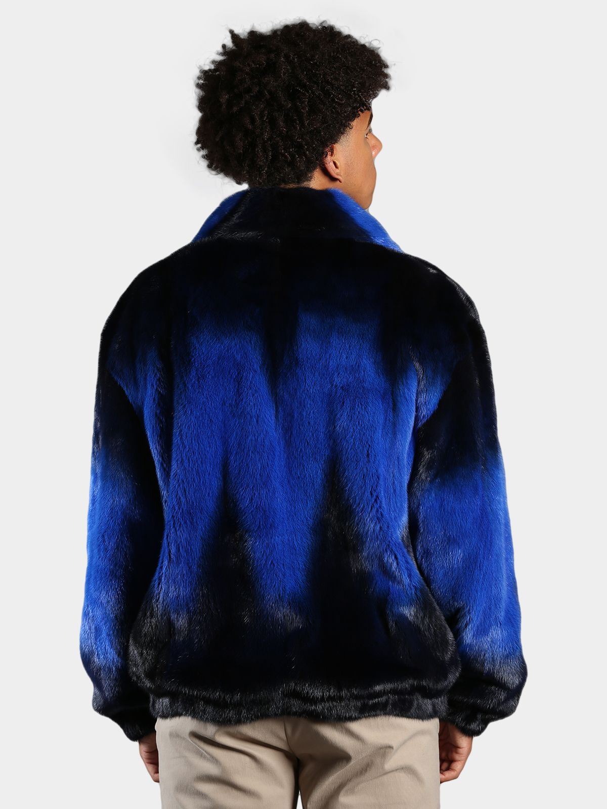 Man's Royal Blue Degrade Mink Fur Jacket