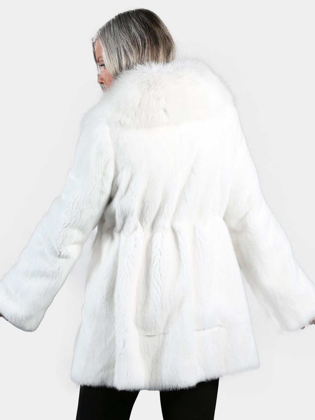 Woman's White Mink and Platinum Fox Fur Swing Stroller