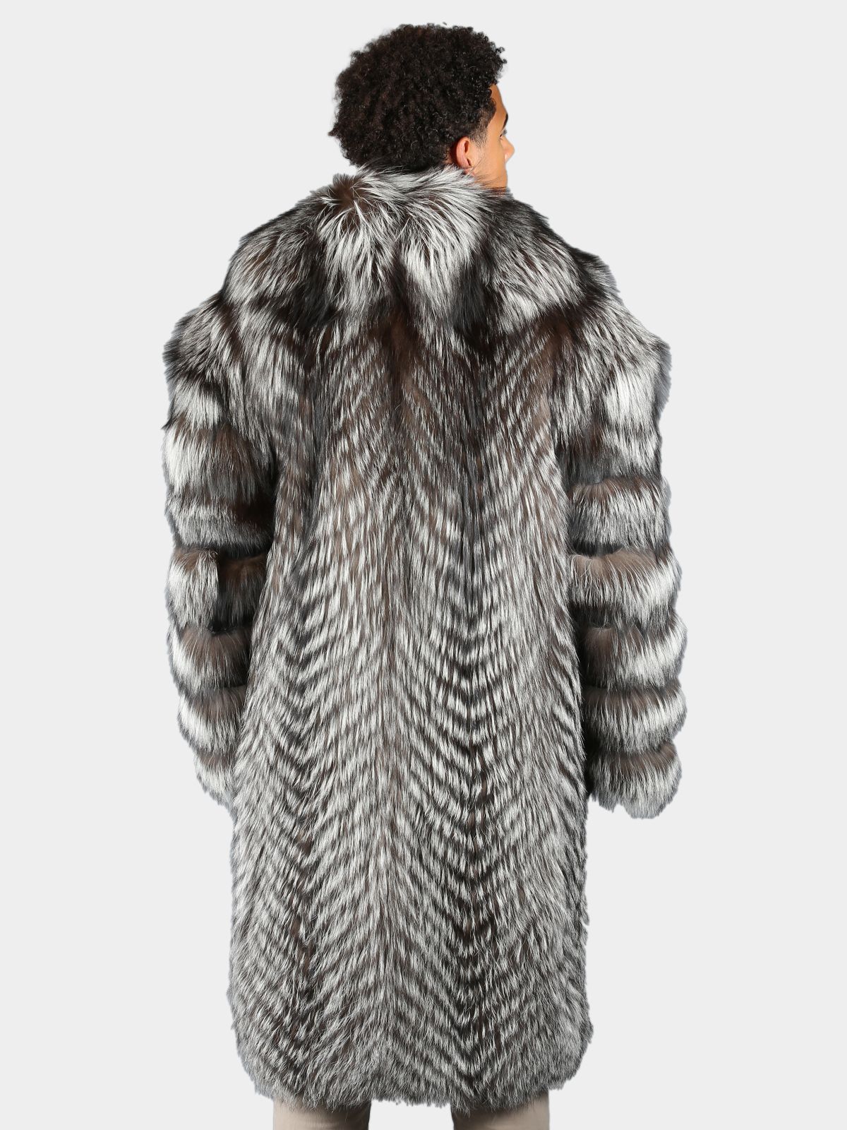 Man's Natural Silver Fox Fur Coat