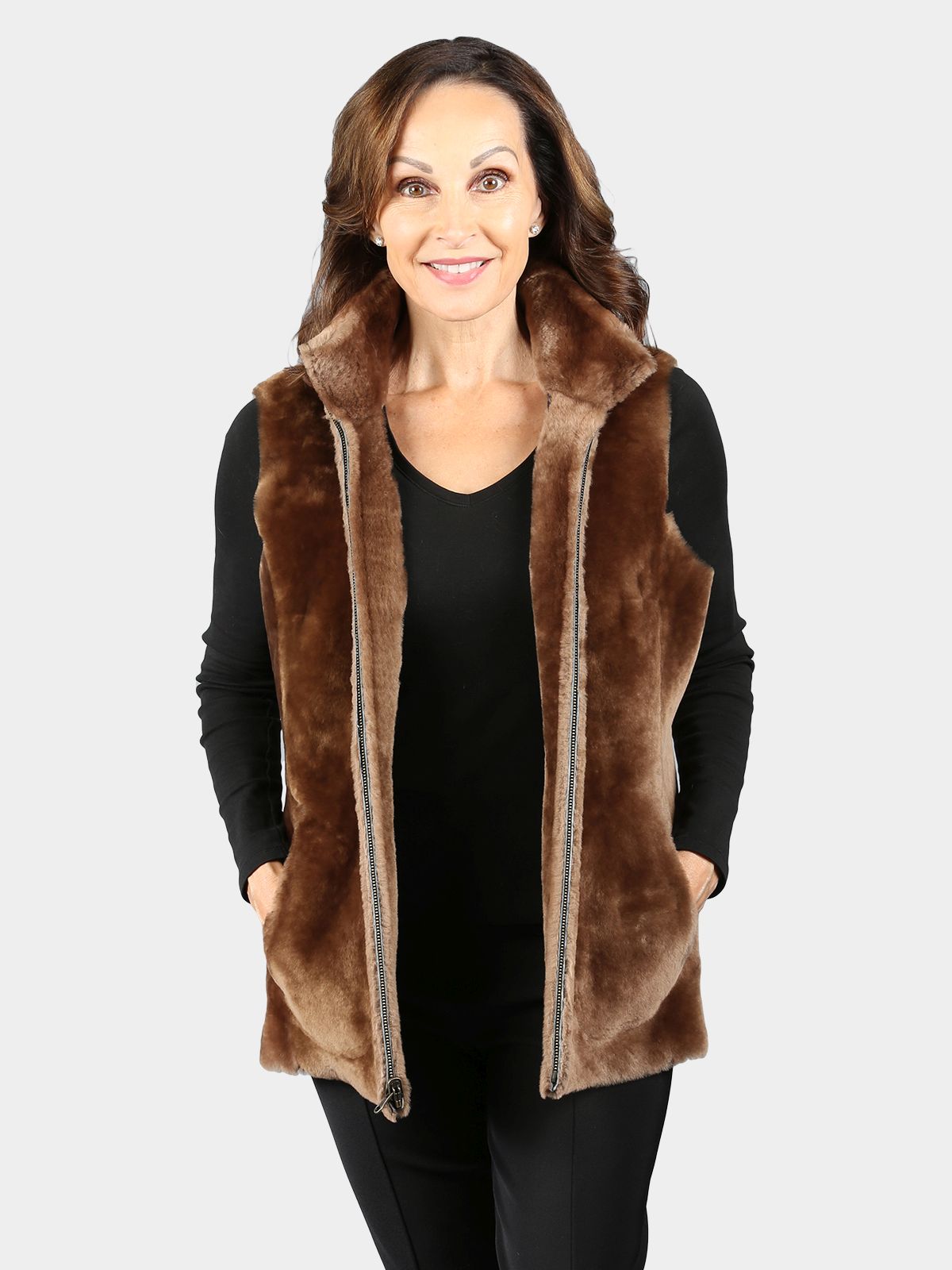 Woman's Brown Galaxy Astra Shearling Vest