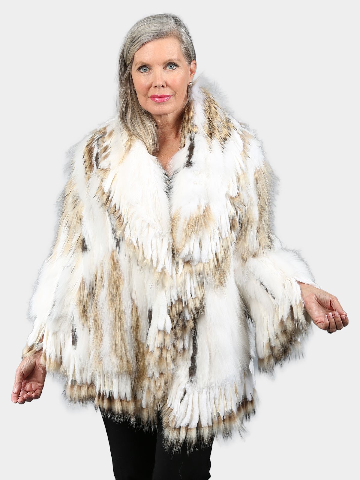 Rex Rabbit White Rabbit Fur Jacket Woman's White Multicolor