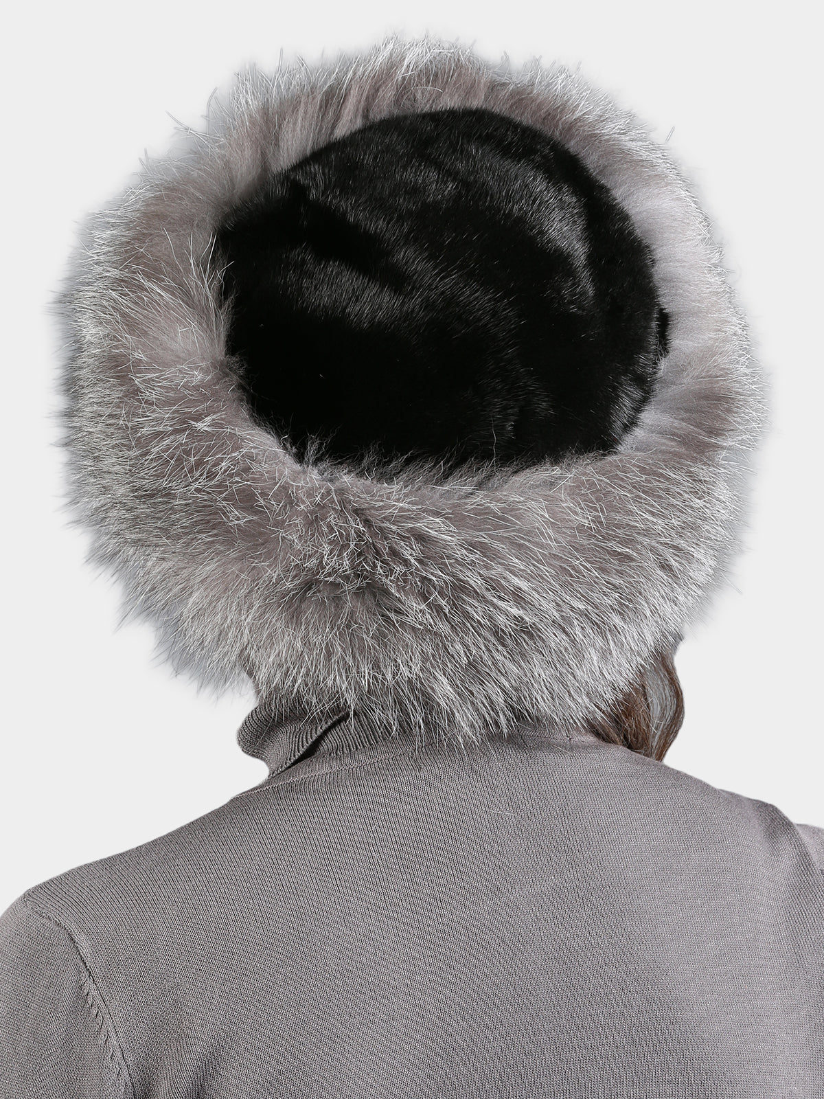 Women's Black Mink & Indigo Fox Fur Hat