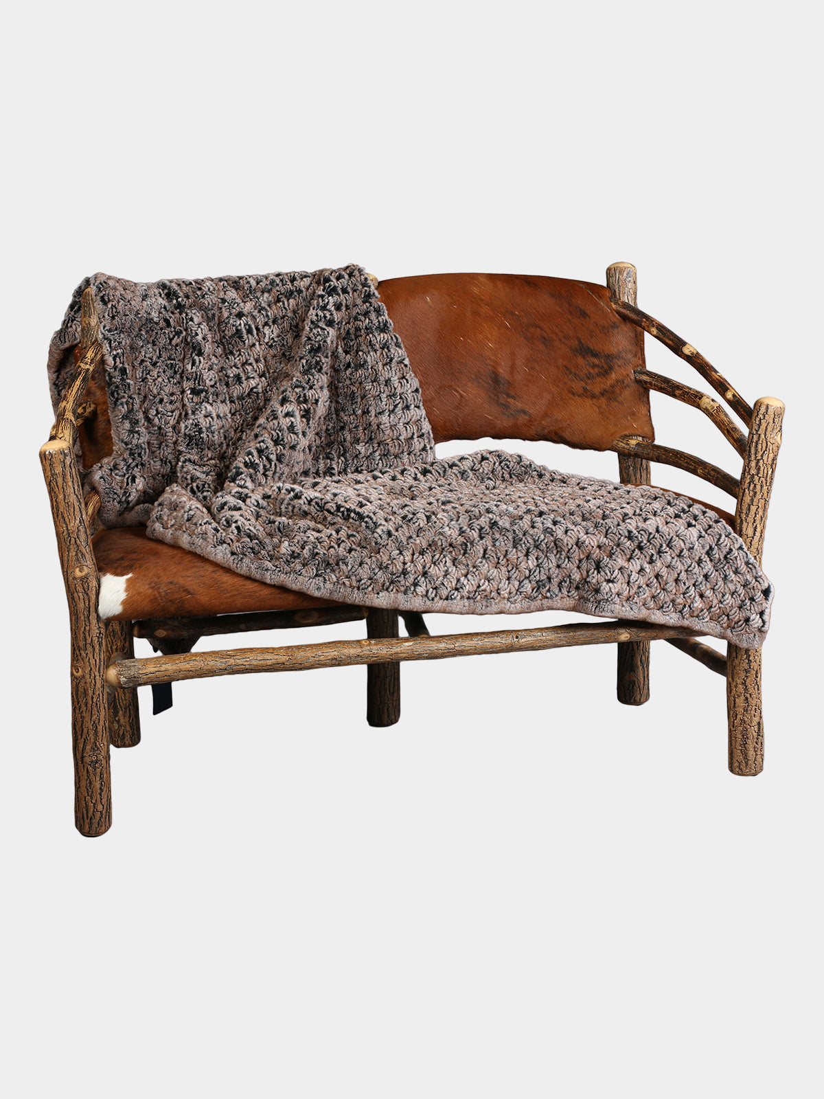 Oatmeal Knitted Rex Fur Blanket