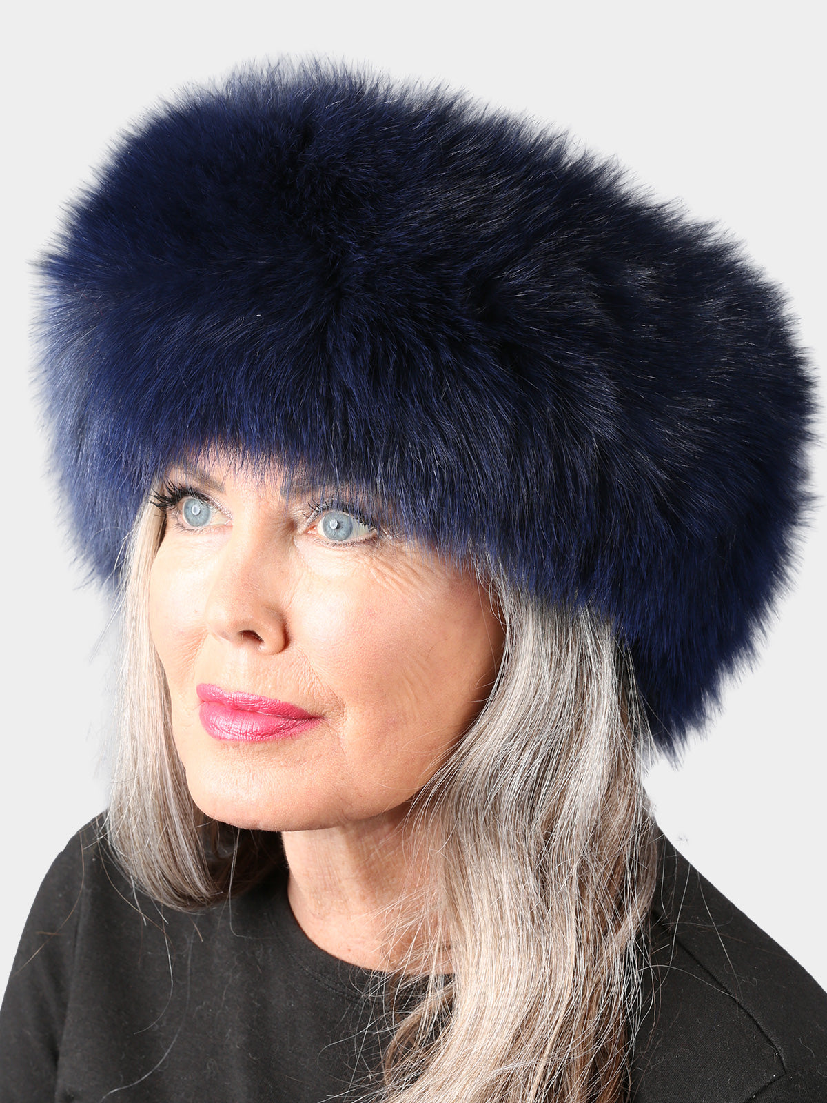 Navy Faux Fur Headband Navy Blue Fox Fur Headband: FurHatWorld.com main image 3