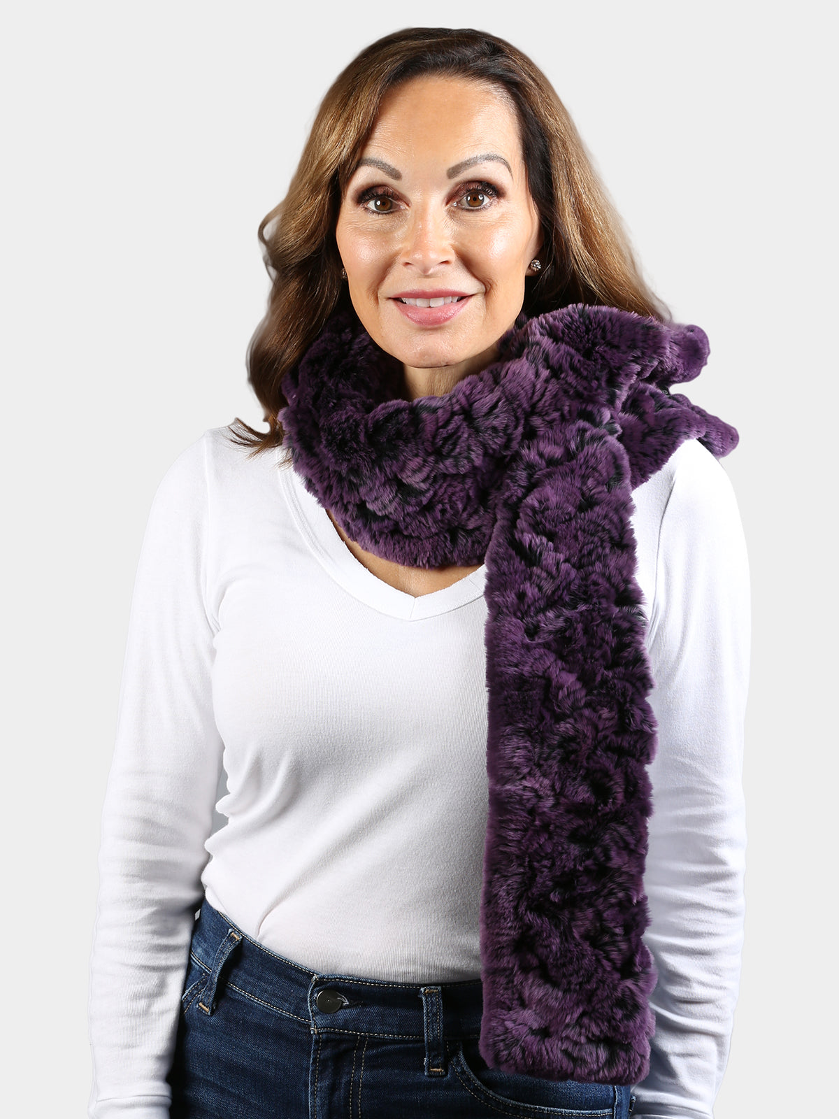 Women's Purple Knitted Rex Scarf