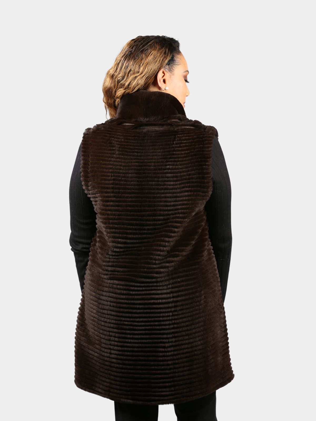 Women's Dark Brown Rex Rabbit Fur Vest