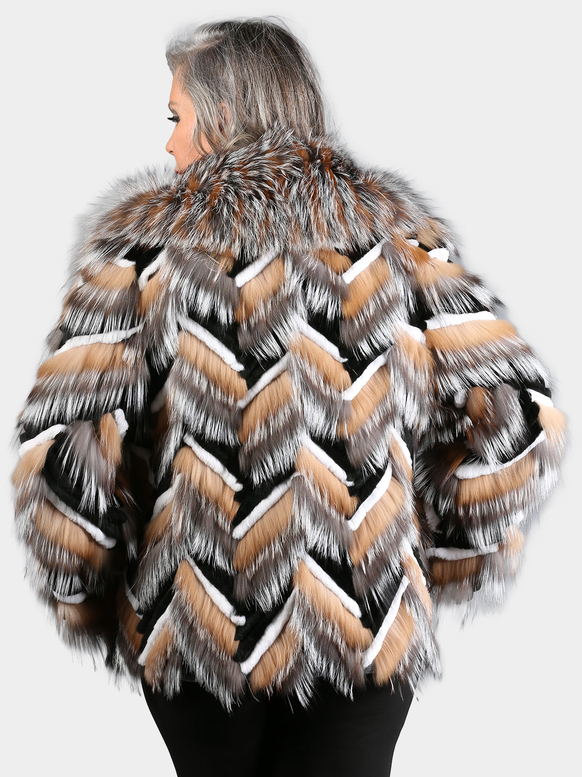 Women's Silver & Crystal Fox Jacket