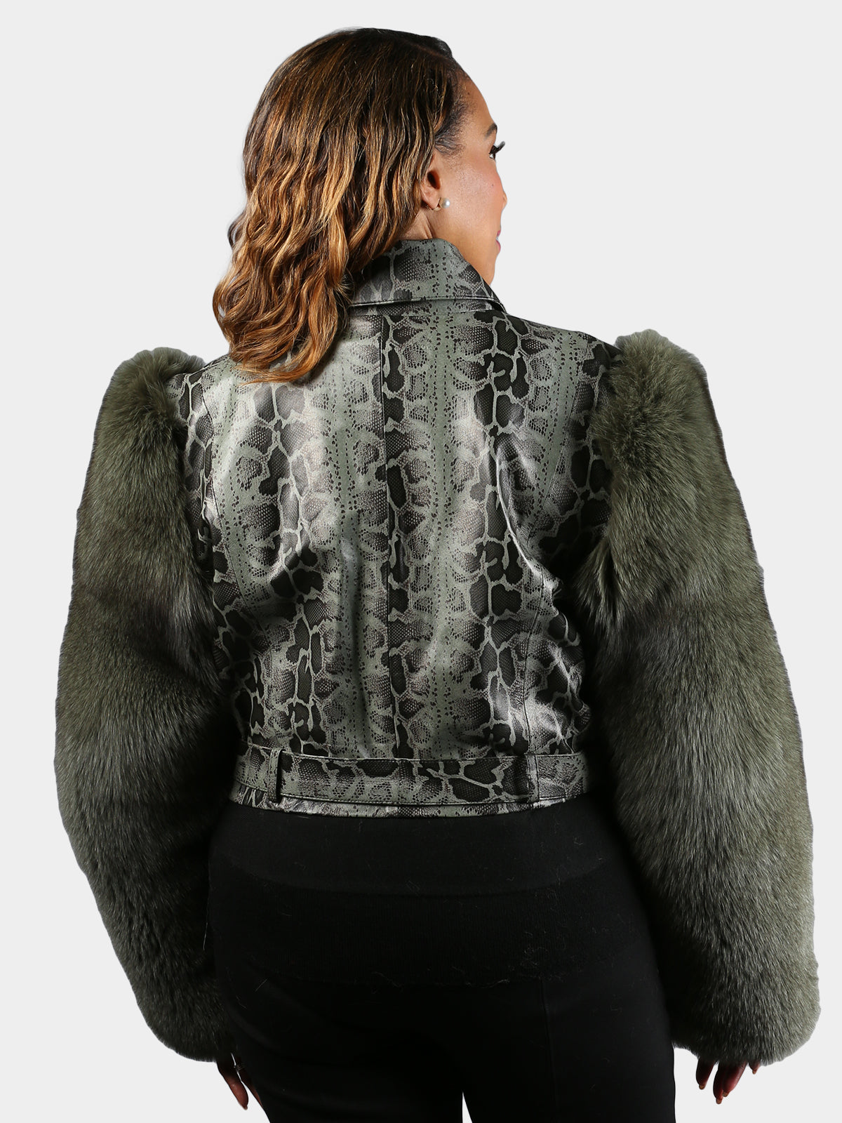 Women's Snake Skin Embossed Leather Jacket