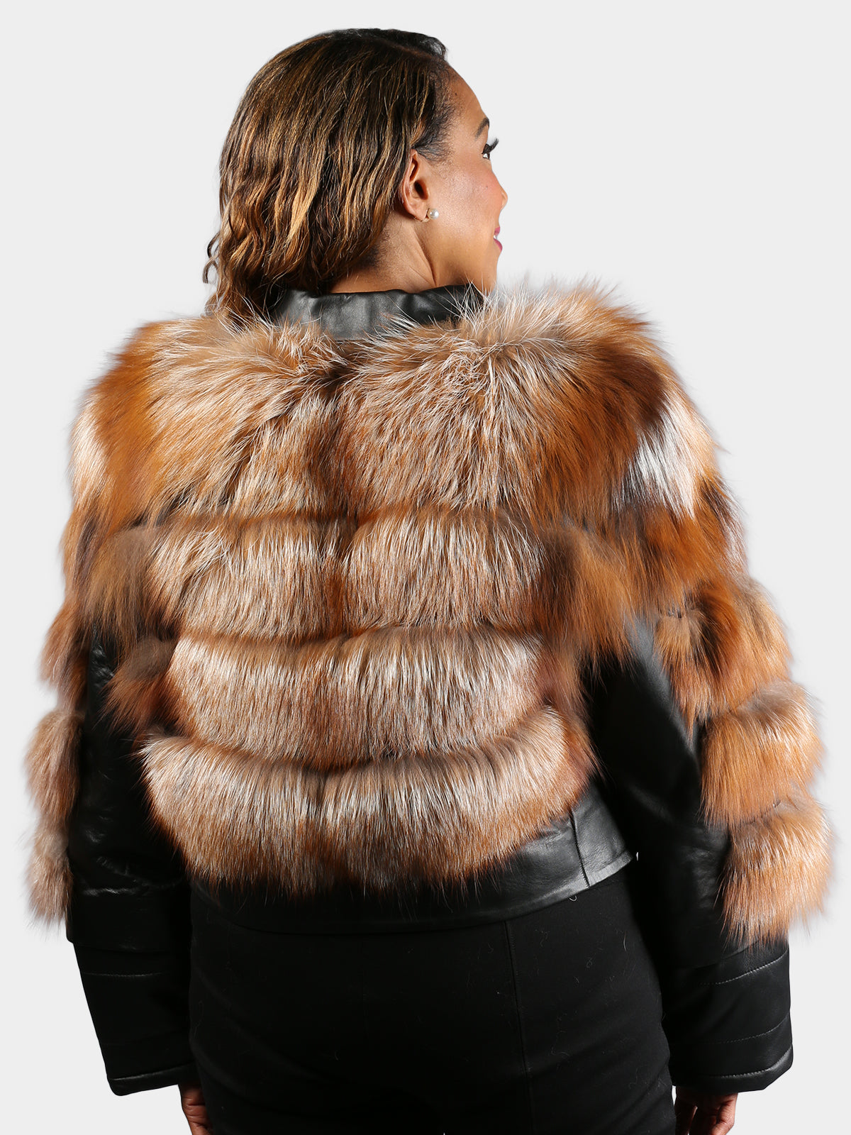 Women's Red Fox & Leather Jacket