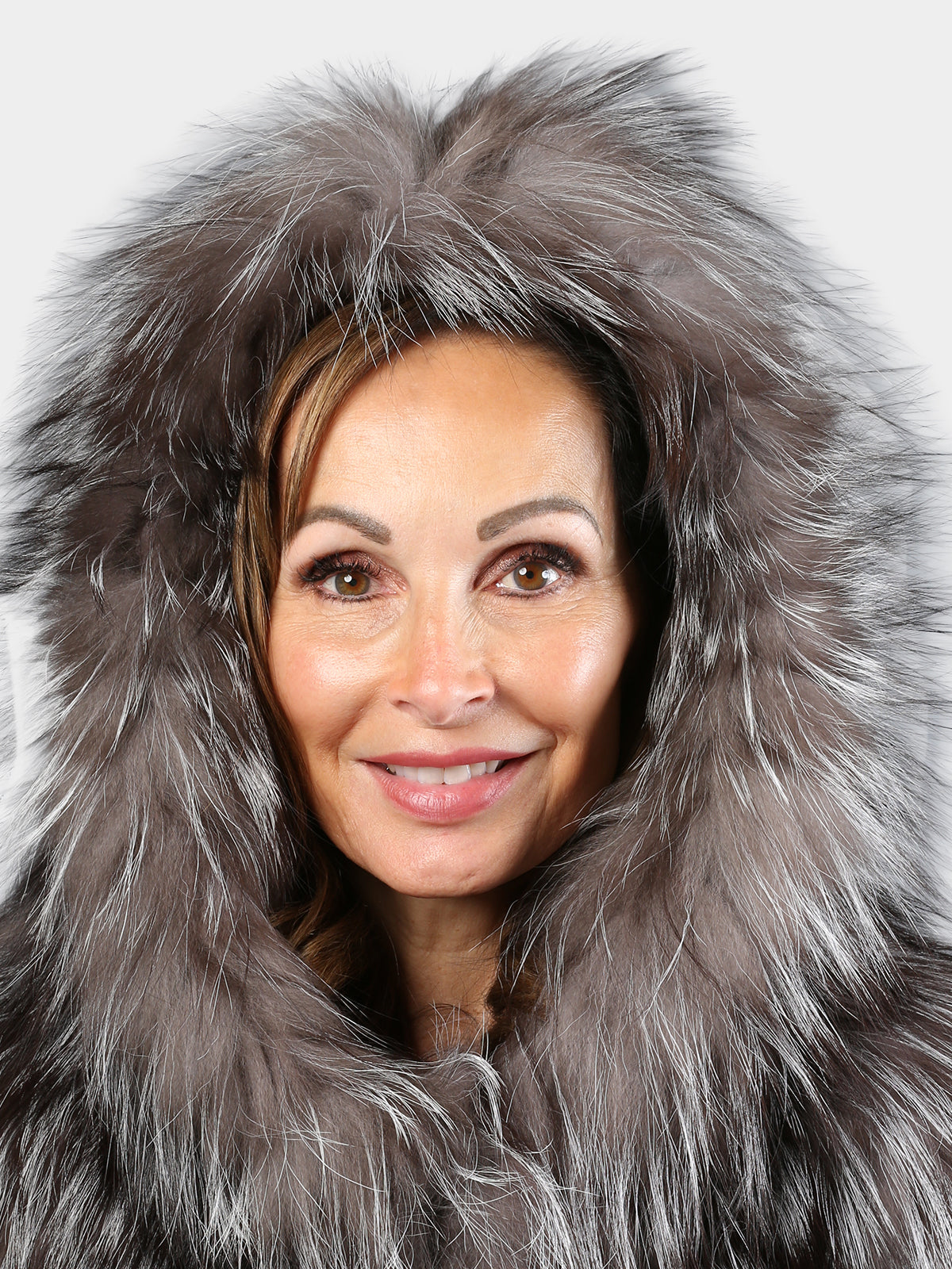 Women's Natural Silver Fox Fur Poncho
