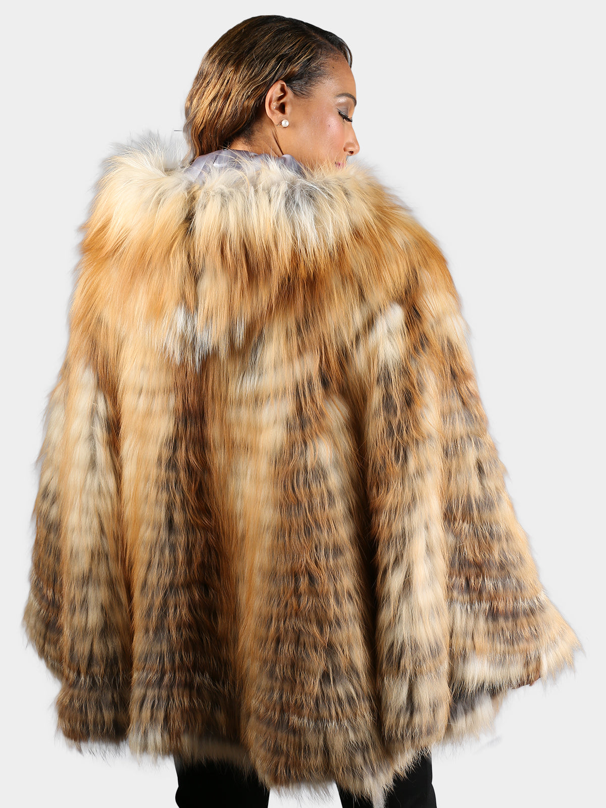 Women's Natural Red Fox Fur Poncho