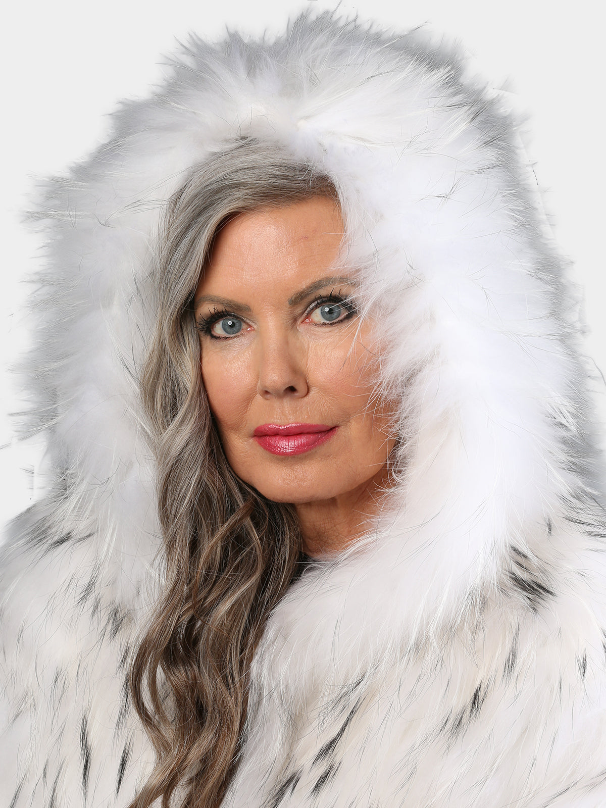 Women's White Tipped Fox Fur Poncho
