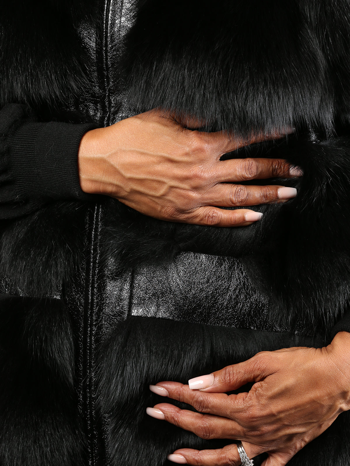 Women's Black Fox Fur Vest
