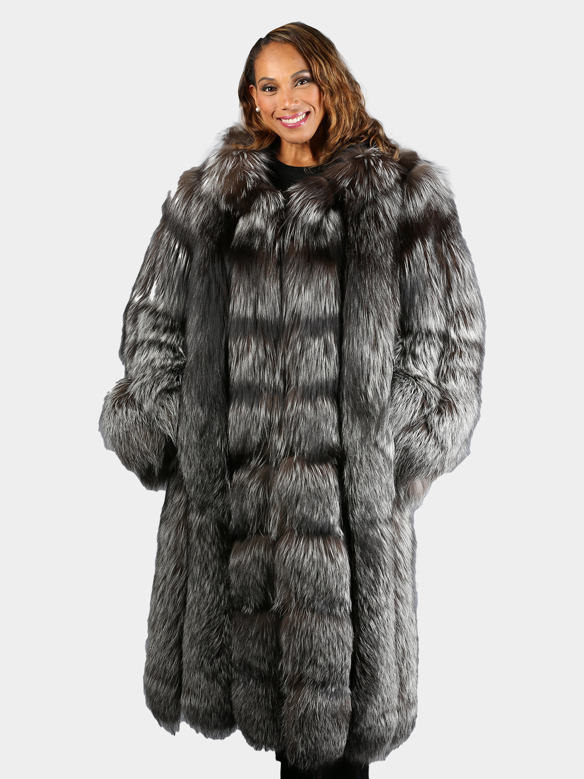 Women's Natural Silver Fox Fur Coat