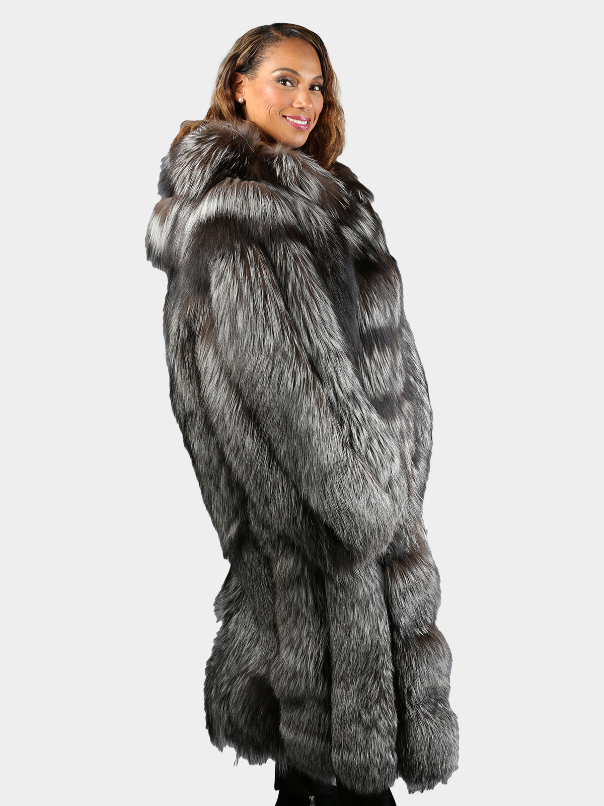Women's Natural Silver Fox Fur Coat