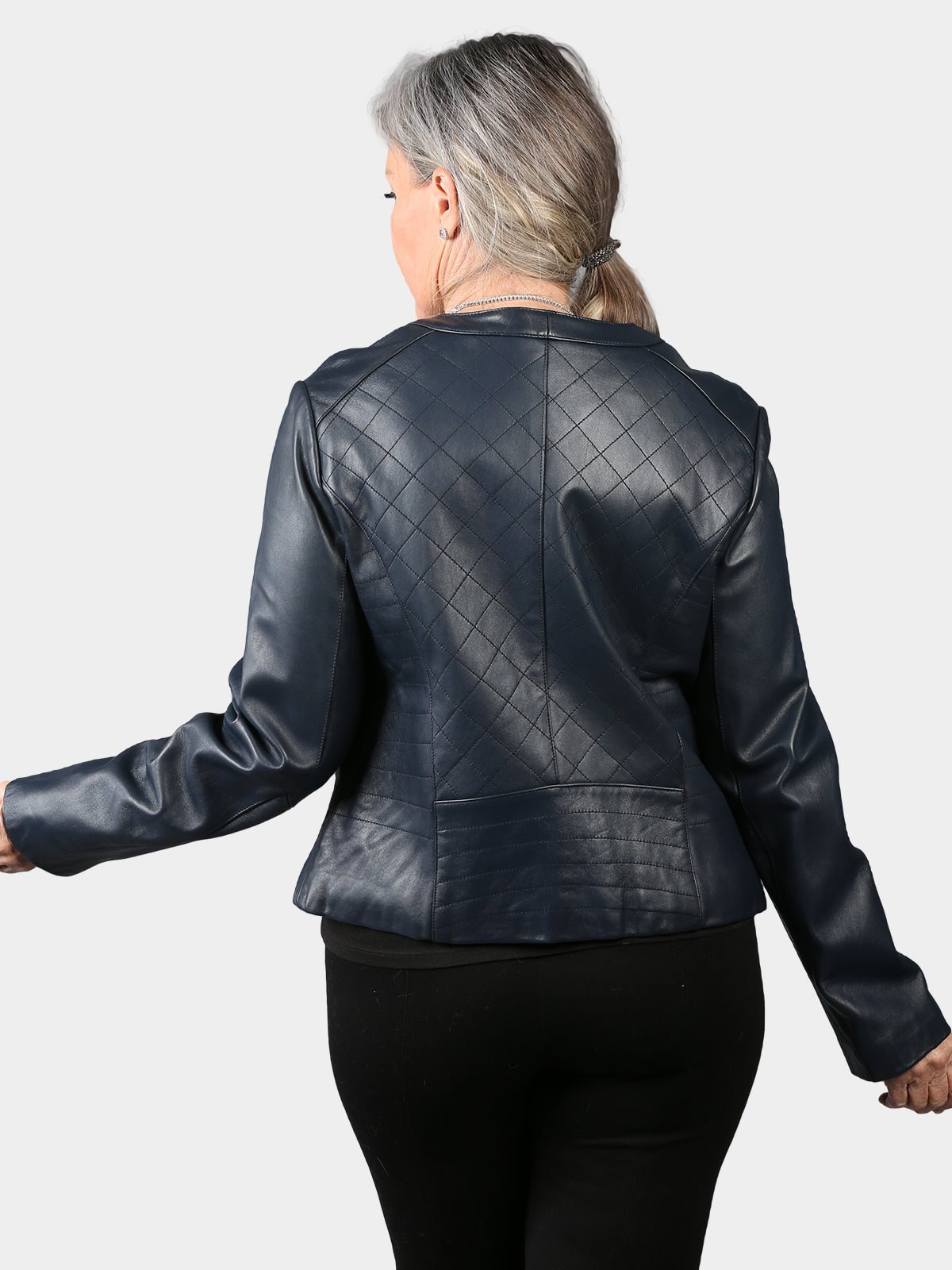 Woman's Navy Blue Leather Jacket