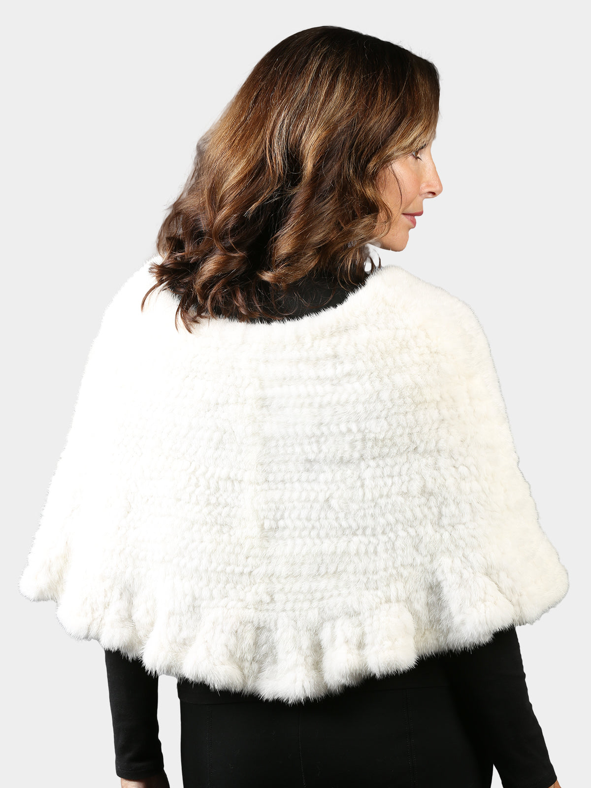 Woman's White Knitted Mink Fur Cape