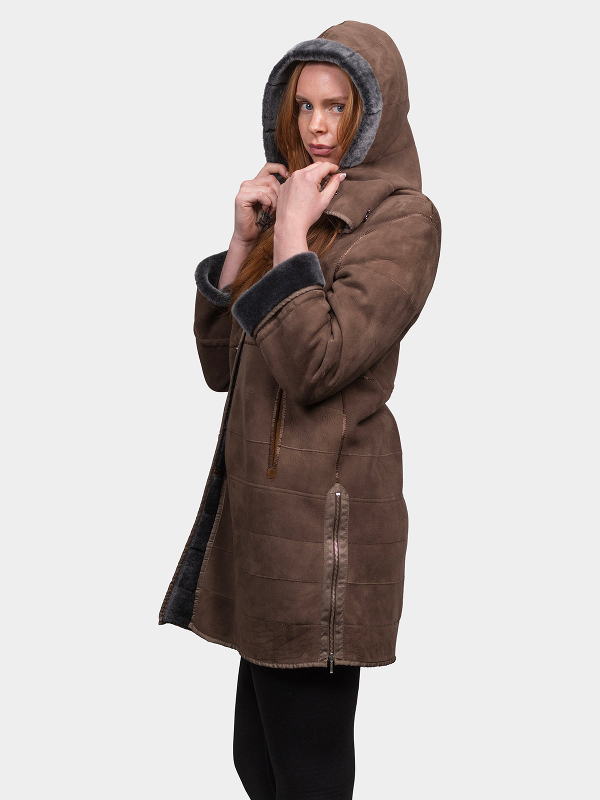 Women's Chocolate Shearling Lamb Stroller