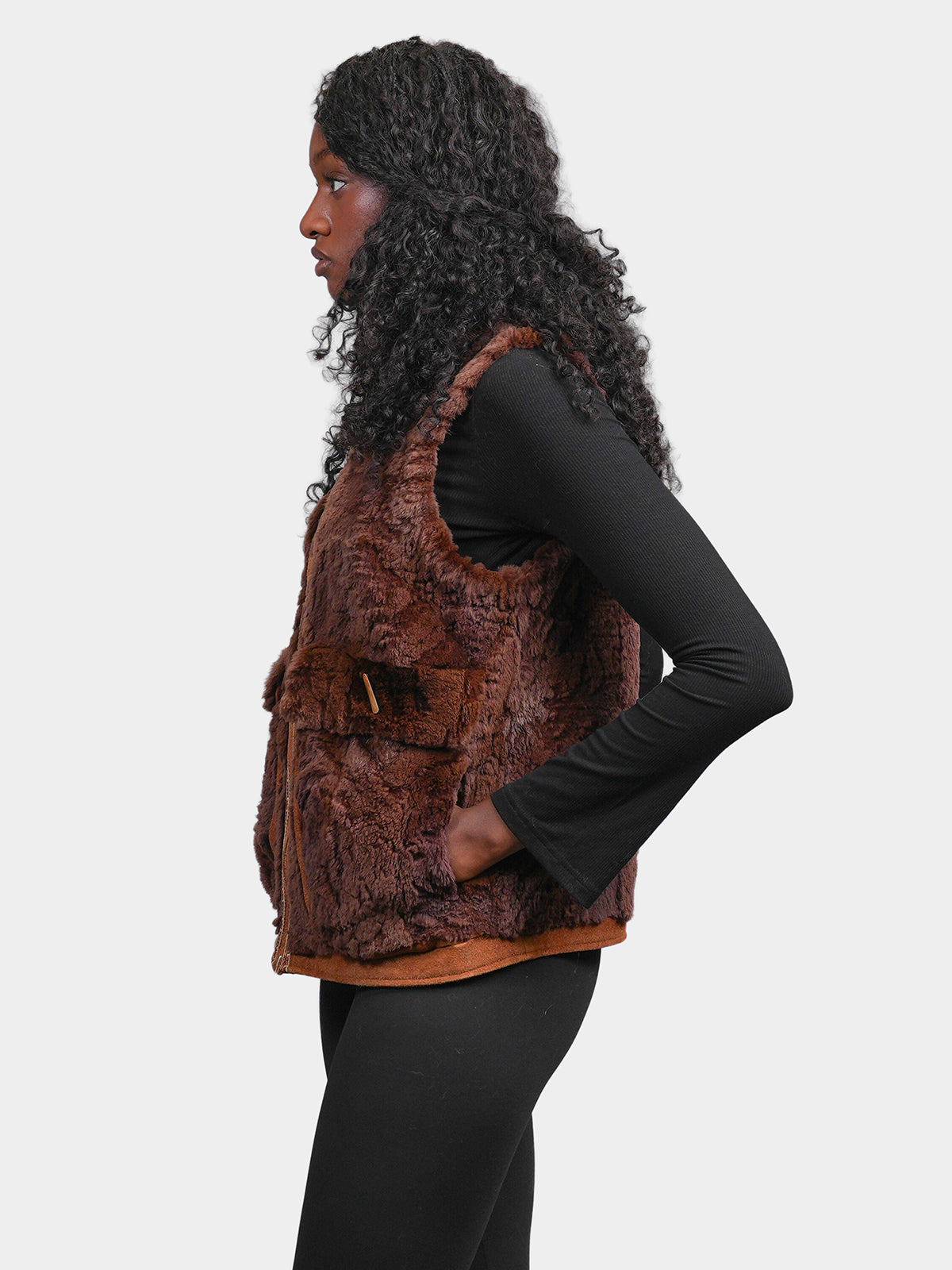Women's Rust Sheared Muskrat Vest