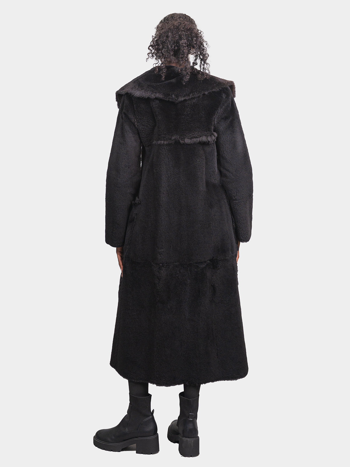 Women's Black Sheared Raccoon Coat