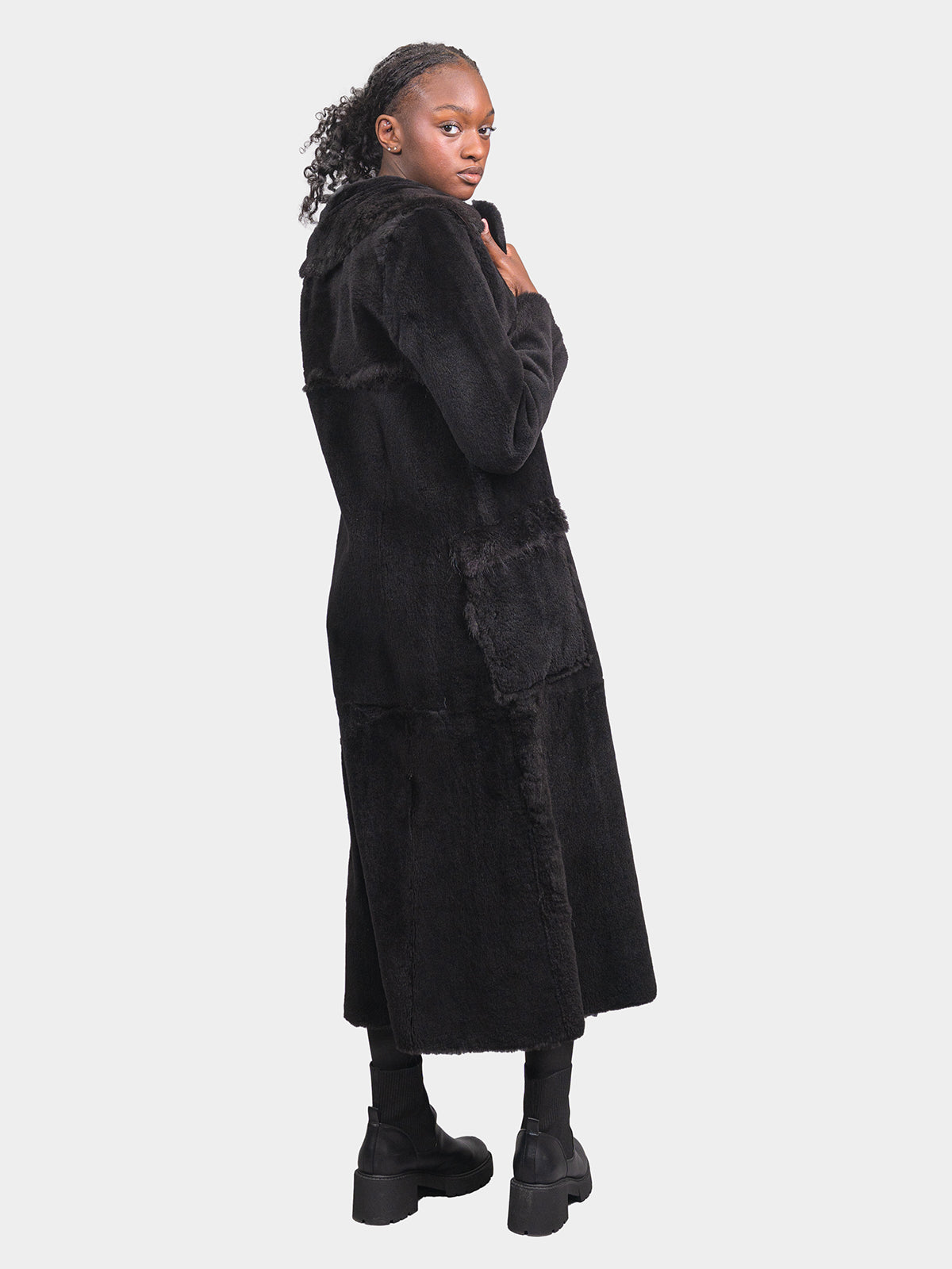 Women's Black Sheared Raccoon Coat
