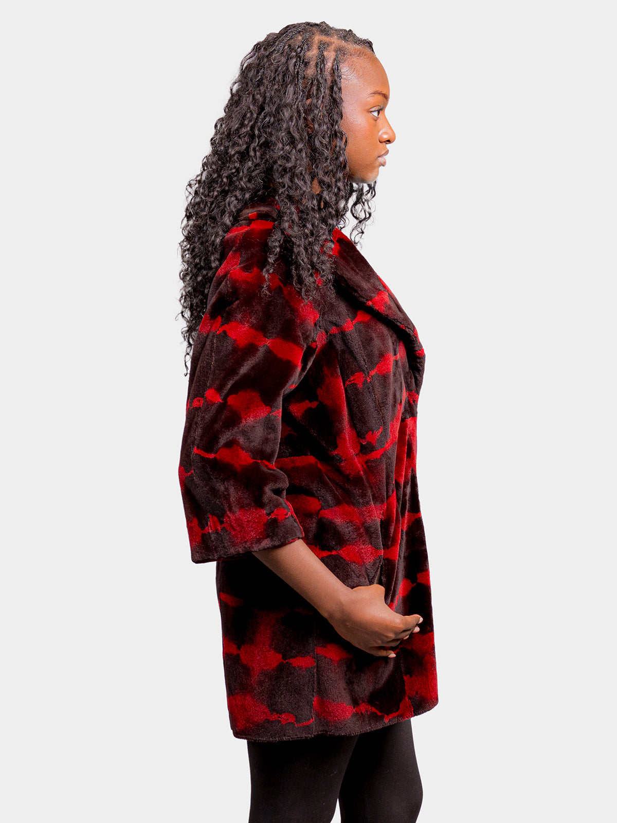 Women's Velvet Red Sheared Mink Jacket