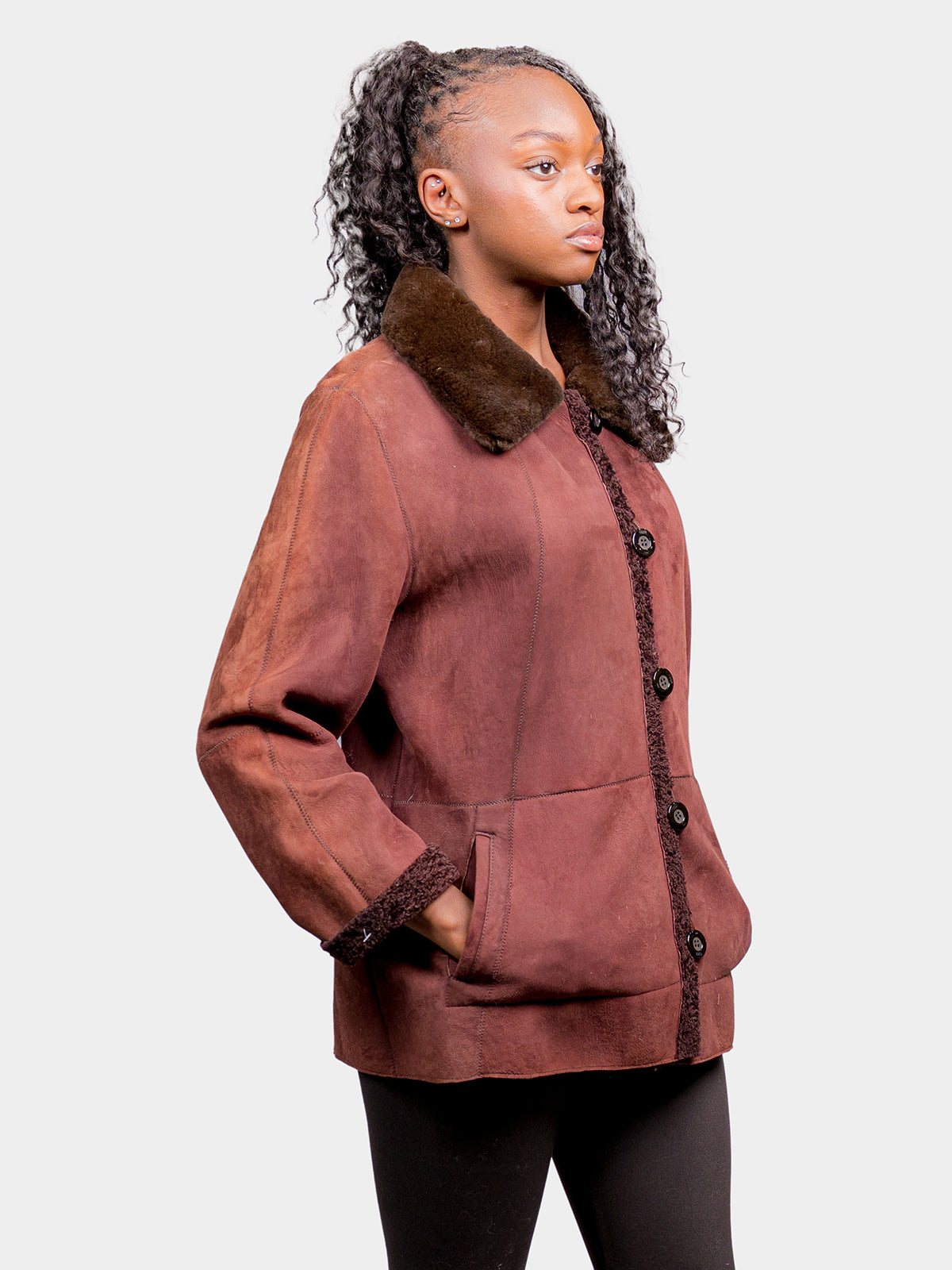 Women's Bordeaux Shearling Stroller