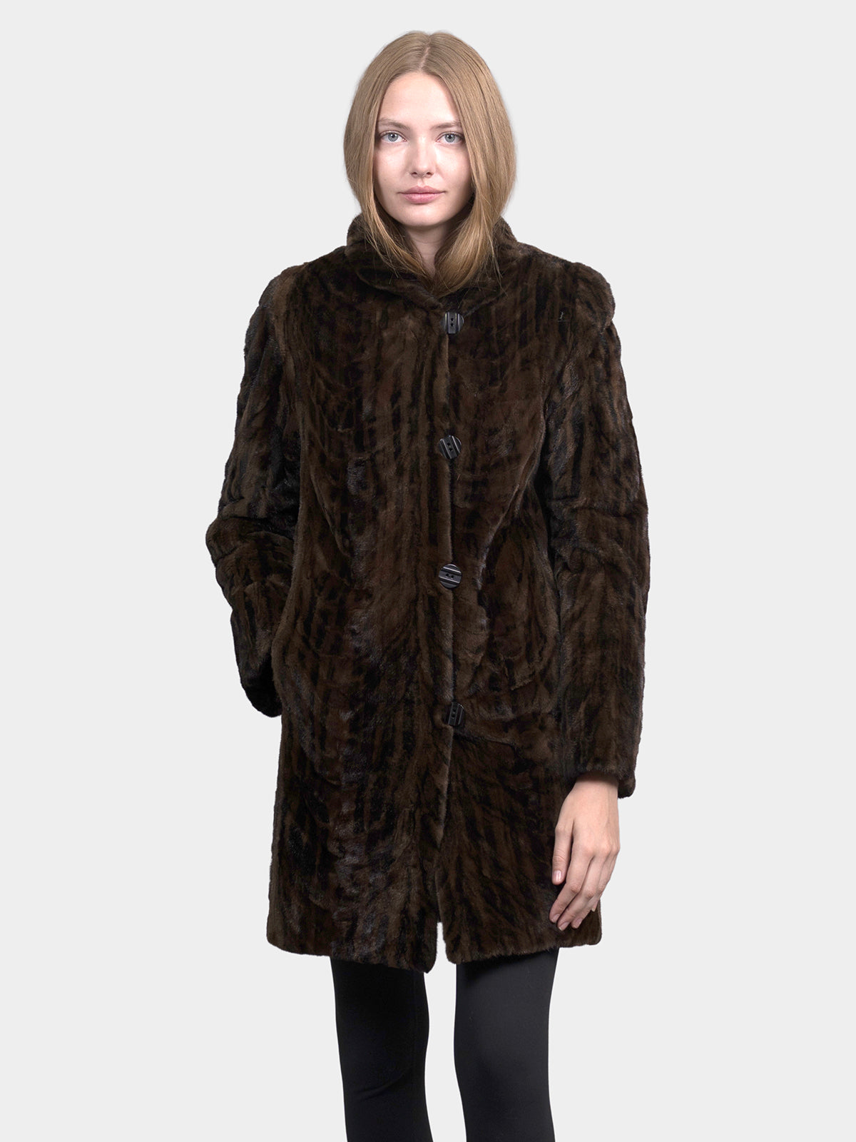 Women's Sculptured Mink Animal Print Stroller