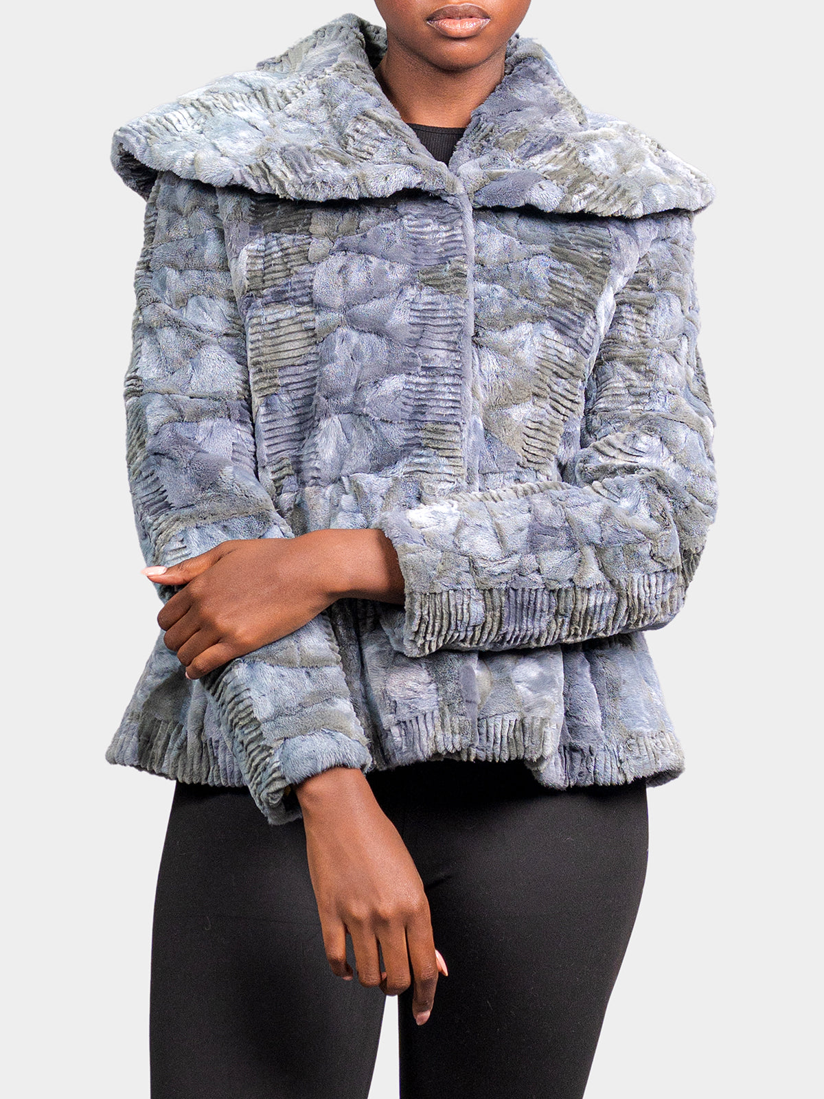 Women's Sky Blue Sculptured Mink Jacket