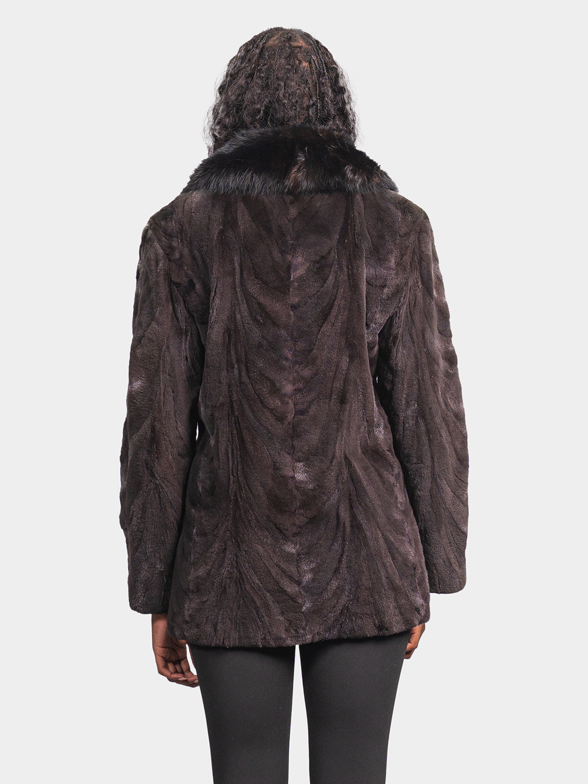 Women's Dark Brown Sculptured Mink Sections Stroller