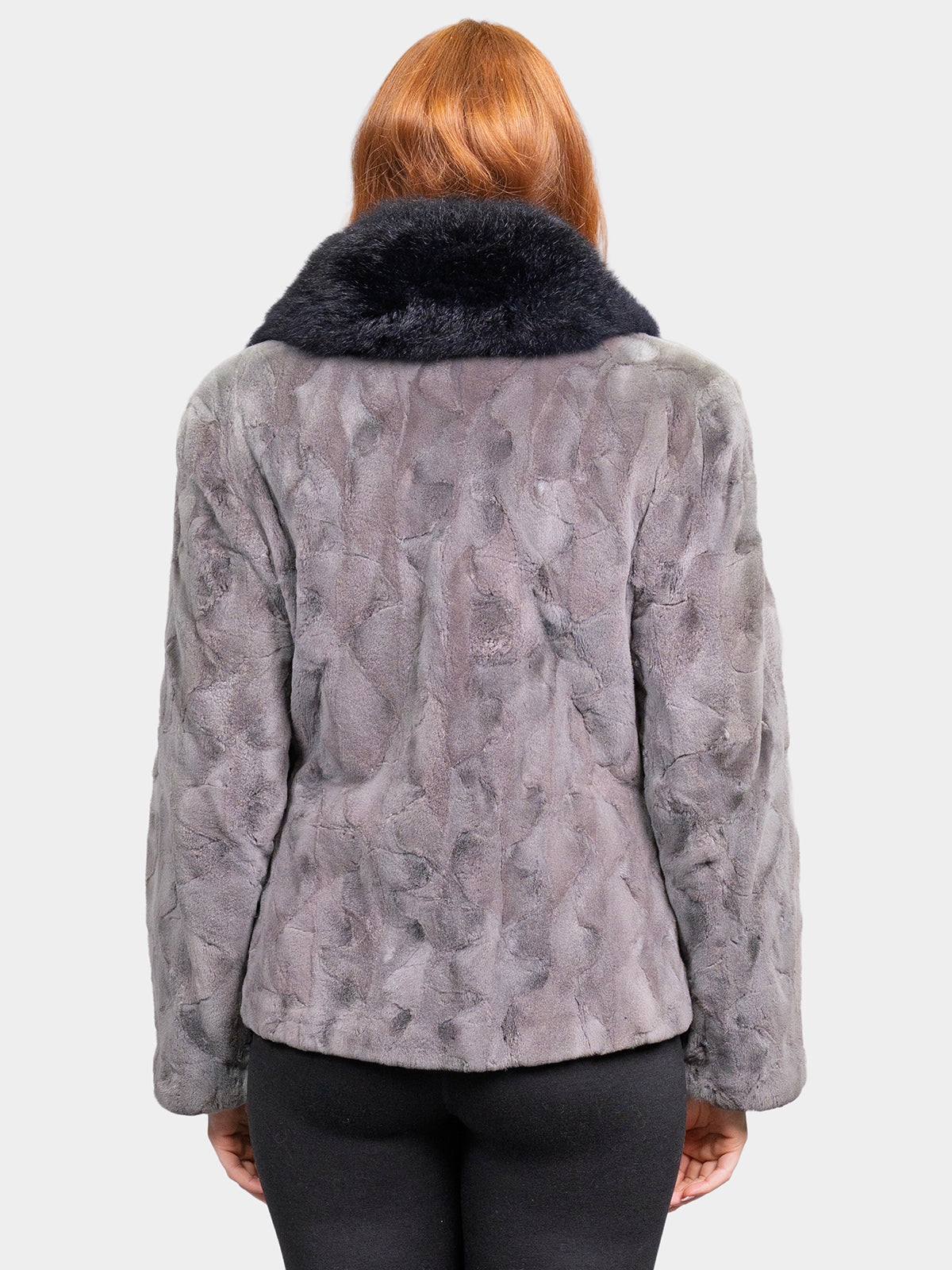Women's Blue Iris Sculptured Sheared Mink Jacket