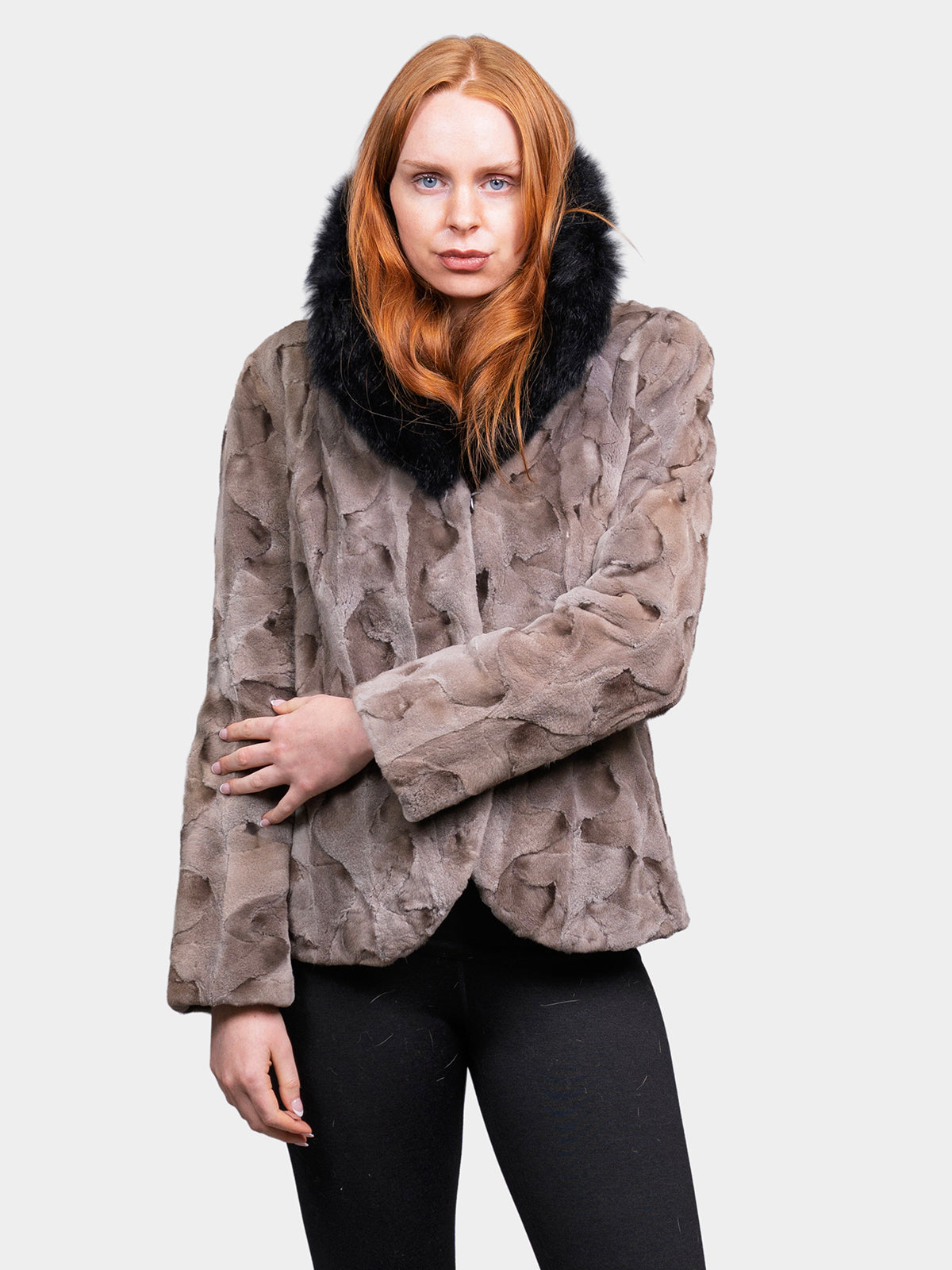 Women's Blue Iris Sculptured Sheared Mink Jacket