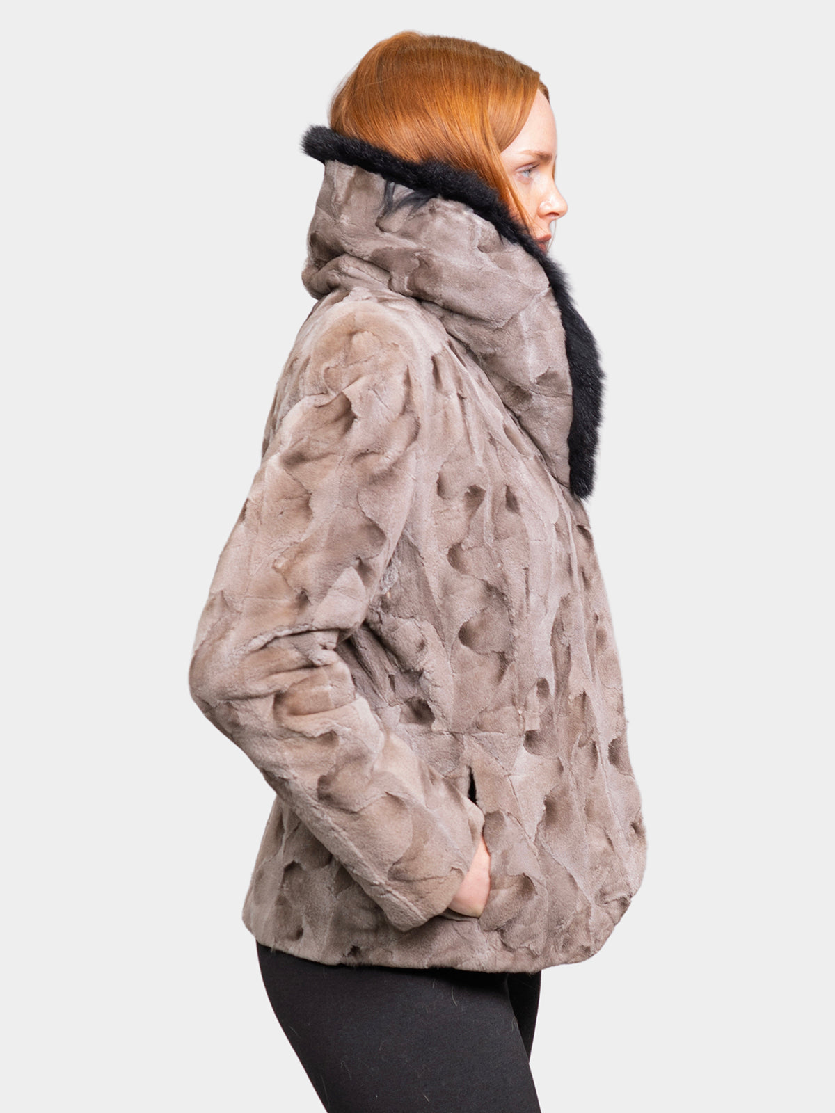 Women's Blue Iris Sculptured Sheared Mink Jacket